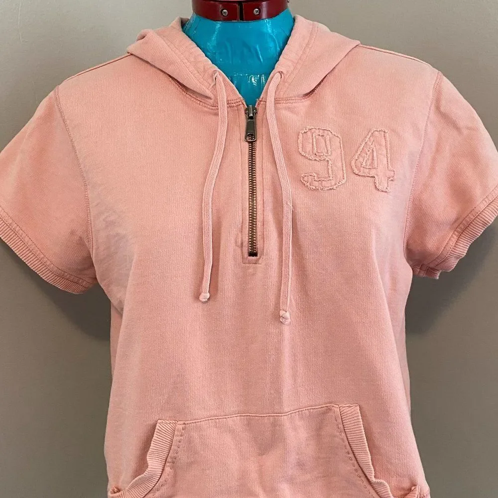 Old Navy 94 100% Cotton Short Sleeve 1/2 Zip up Hoodie Kids Size XL